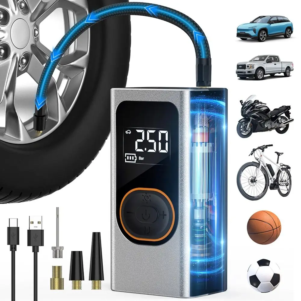 

Высокоточный беспроводной мини-накачиватель шин со светодиодной подсветкой SOS, воздушный насос, портативный ручной воздушный компрессор
