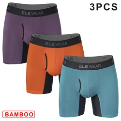 3 pcs Bamboo Men Underwear With Opening Breathable Mens Boxershorts Men's Panties Underpants Plus Size Fashion Boxers Brife