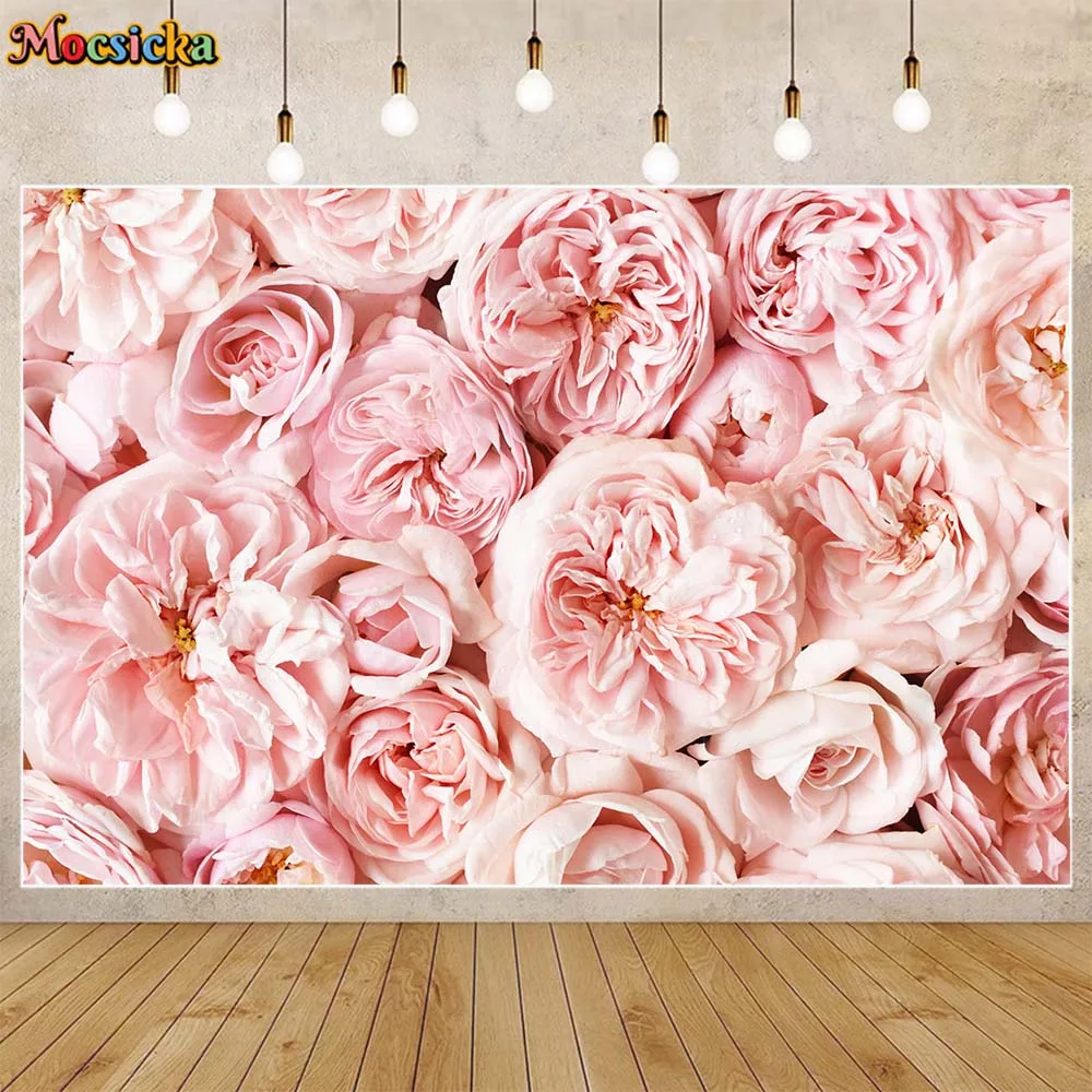 

Mocsicka Photography Background Pink Flowers Wedding Party Decor Roses Floral Baby Children Portrait Photo Backdrop Studio Props