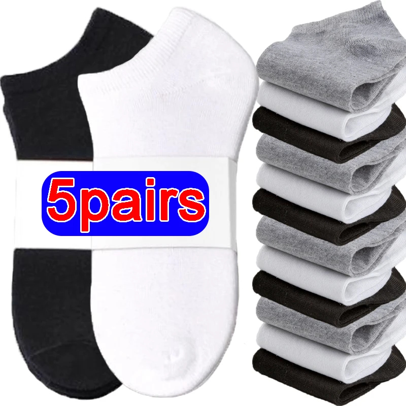 

5pairs Non-slip Ankle Socks Men Business Cotton Low Cut Boat Sox Silicone Sports Male Breathable Invisible Short Sokken Casual