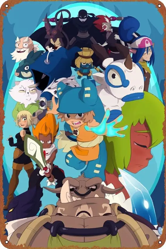 M1، الخيال من ملصقات Wakfu، علامة معدنية من القصدير، ديكور لوحة الحائط العتيقة