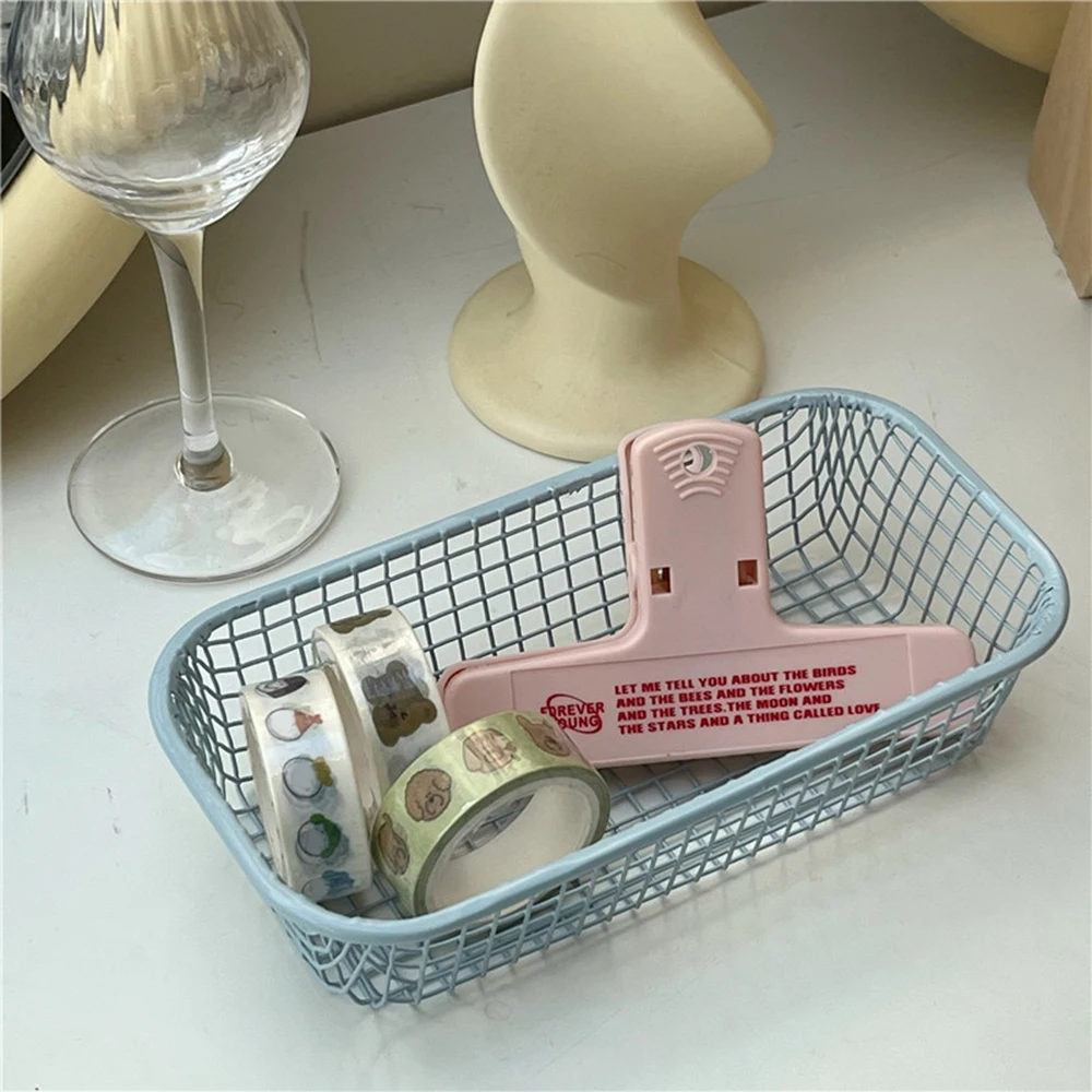 Metal Storage Basket Ins Style Makeup Tools Photocards Data Cable Desktop Sundries Organizer Candy Color Vintage Home Decoration