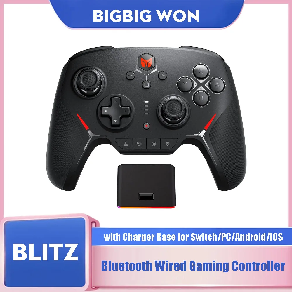 BIGBIG WON Blitz Wired Game Gamepad Bluetooth E-Sport Video Gaming Controller with Charger Base for Switch/PC/Android/IOS