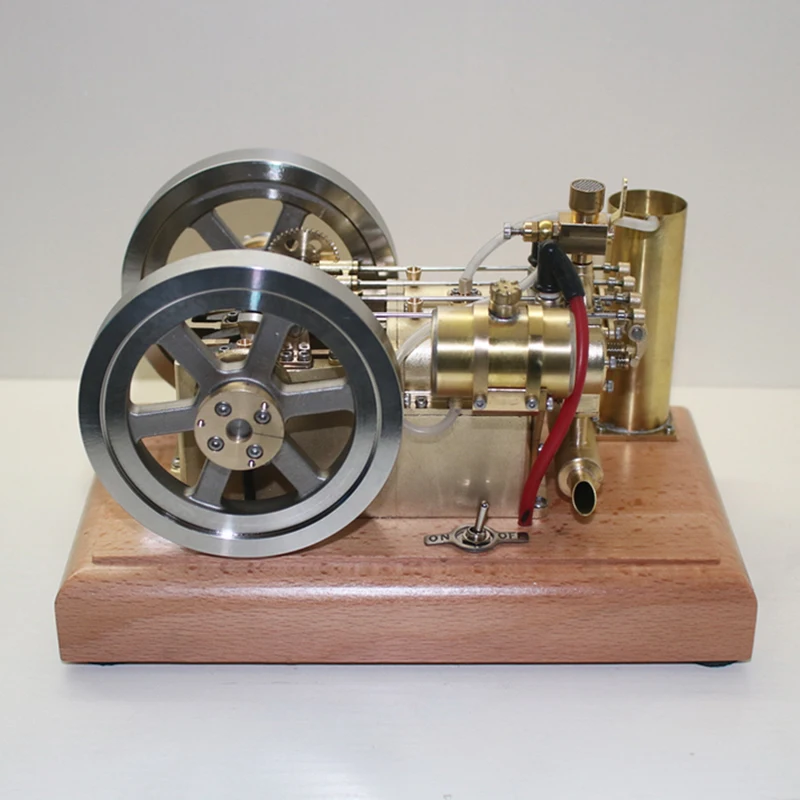 Horizontal Twin Cylinder Engine Model H76 Stainless Steel Brass Engine Mechanical Collection