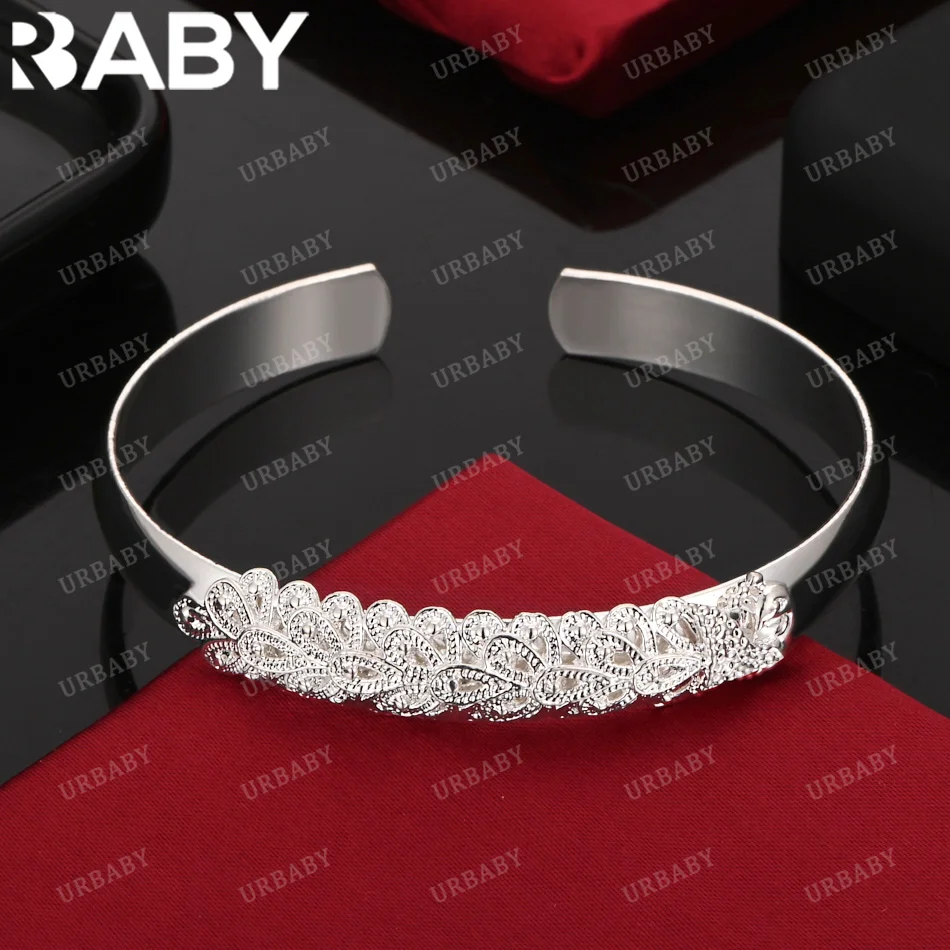 

URBABY 925 Sterling Silver Bangle Three-dimensional Peacock Opening Bracelet For Women Jewelry Fashion Party And Daily Wear
