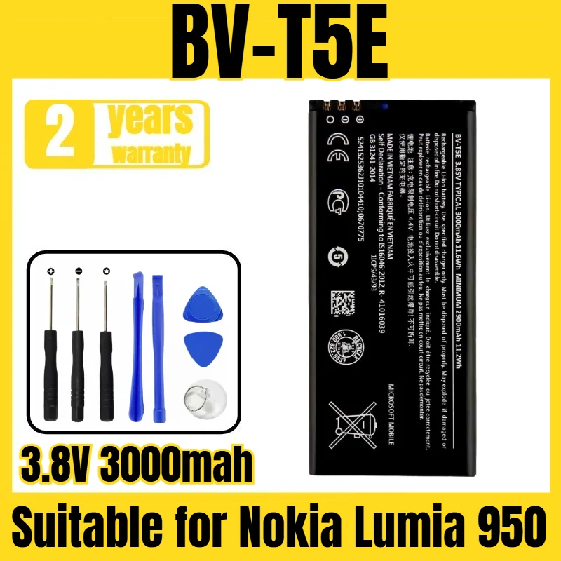 

Suitable for Nokia Lumia 950 battery BV-T5E mobile phone battery, new large capacity, free tool 3.8V 3000mah
