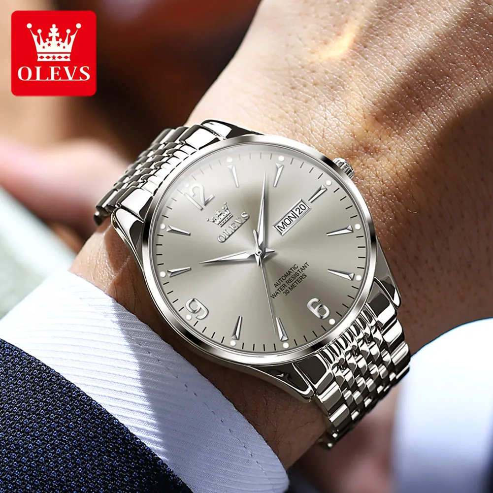 OLEVS Luxury Brand Automatic Mechanical Watch for Men Classic Business Man WristWatch Clock Original Men\'s Waterproof Watches