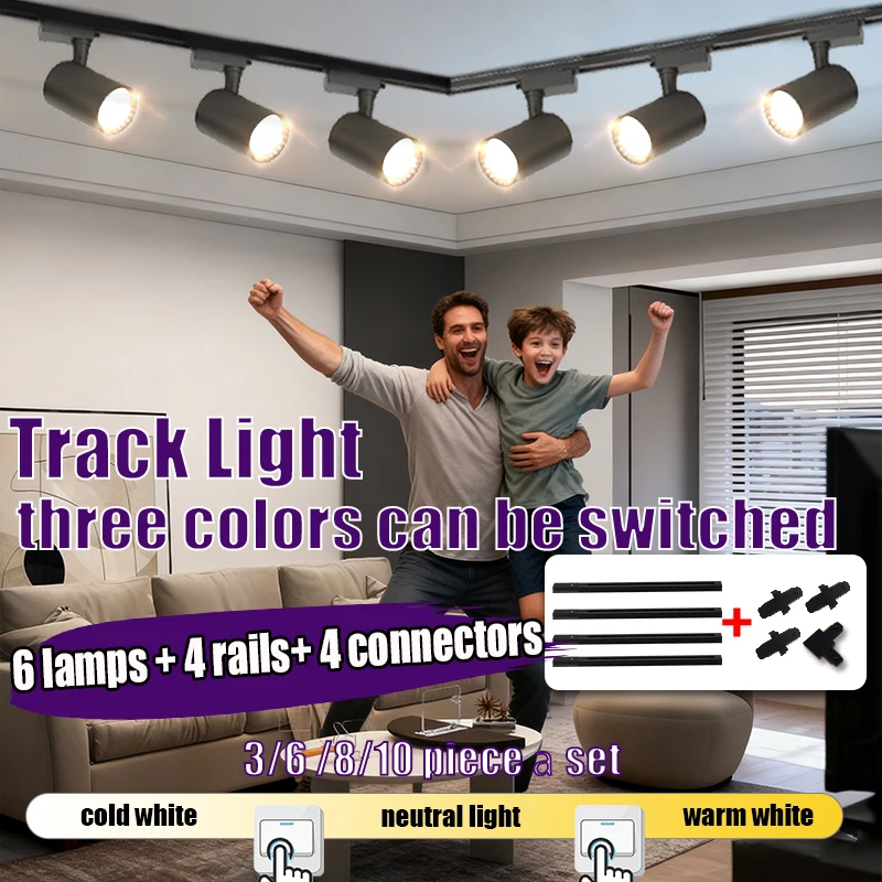 

110V Led Track Light Set Track Lighting 3 color changable Ceiling Track Lamp Rail Spot Lights Led Spotlight Clothing Store Shop