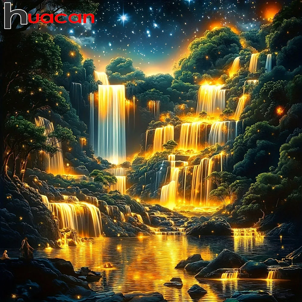 Huacan New Arrivals 2025 Diamond Painting Waterfall Mountain