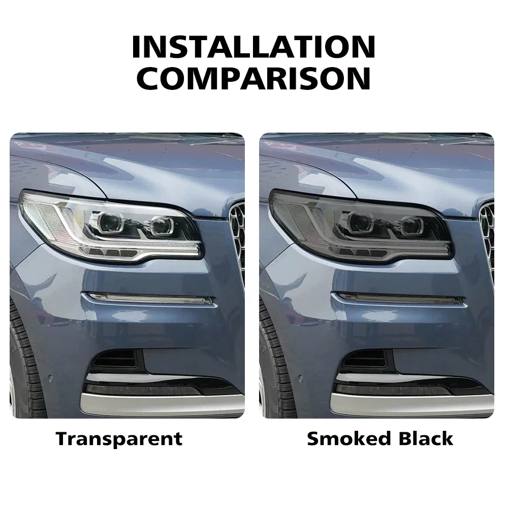 Custom Fit for Lincoln Navigator 2018-2026 High-Gloss Smoke Black Headlight Protective TPU PPF Pre Cut Anti-Scratch Vinyl Film