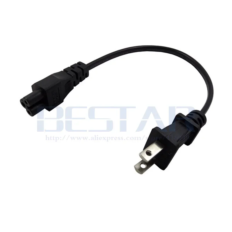 كابل طاقة NEMA 1-15P إلى IEC 320 C5، 2 Pin JP US Plug 2 Pole IEC 60320 C5 3 Prong AC سلك طاقة قصير للكمبيوتر المحمول كابل محمول 20 سم