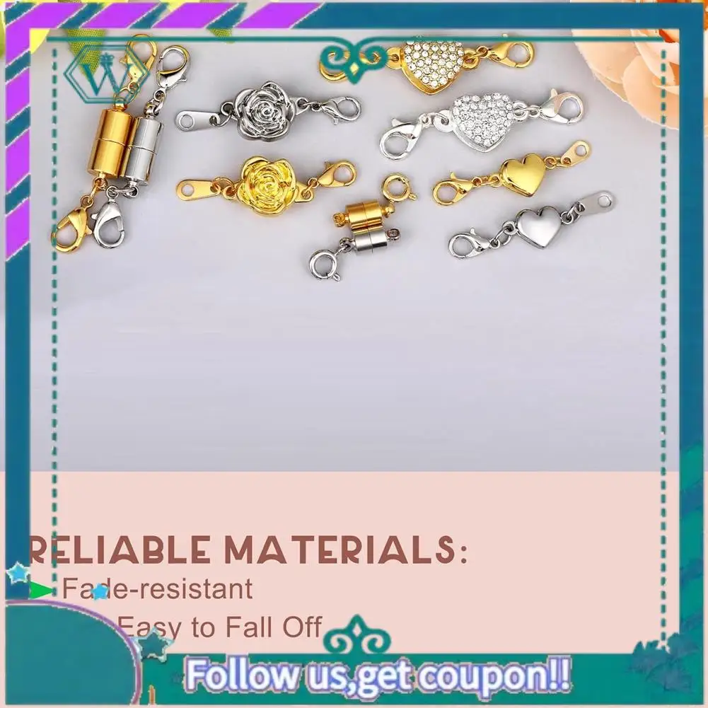 

A09P 24Pc Magnetic Necklace Clasps & Closures Rose Round Cylindrical Jewelry Magnetic Clasp Connector Locking For Necklaces