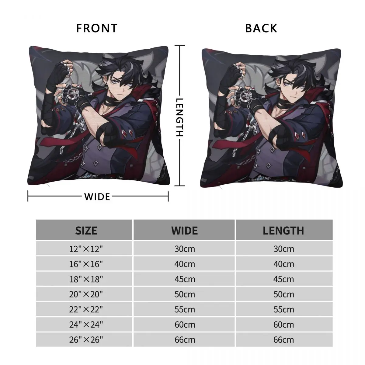 Genshin Impact Wriothesley Square Pillowcase Polyester Linen Velvet Creative Zip Decor Pillow Case Car Cushion Cover