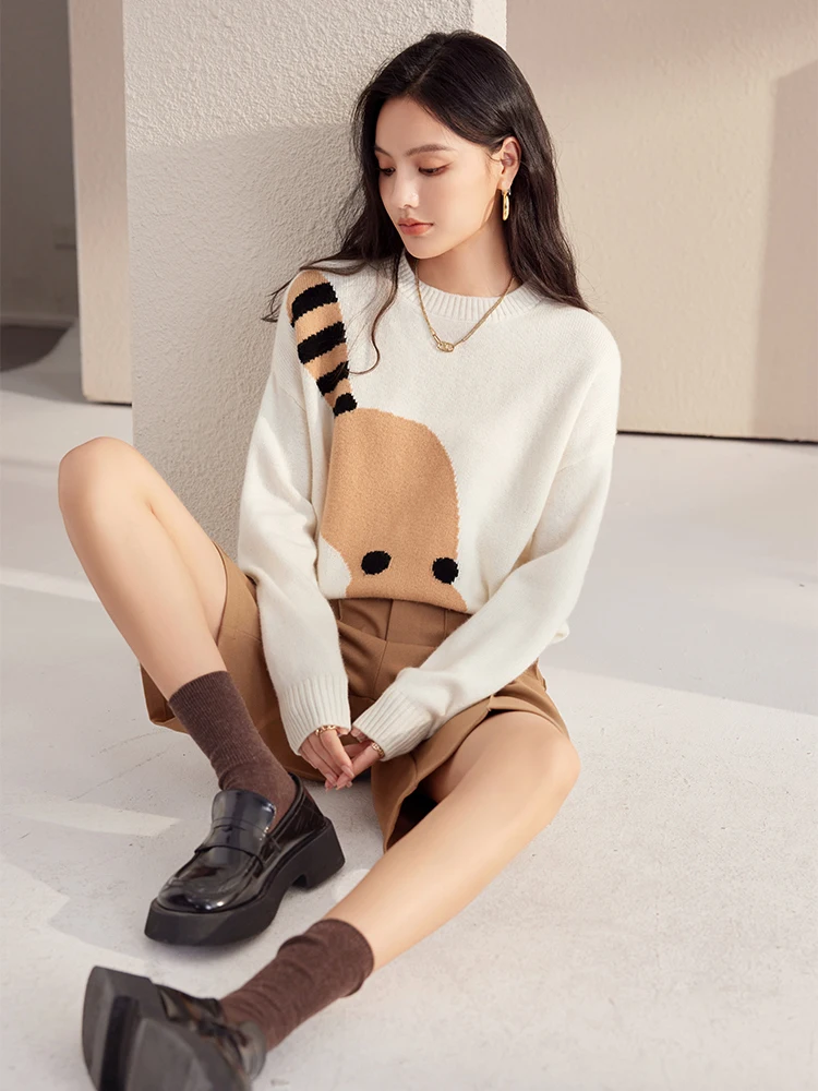 Korean Fashion O-Neck Sweater Women 2024 Autumn/Winter New Design Sense Niche Pullover Tops Lazy Style Knit Sweater