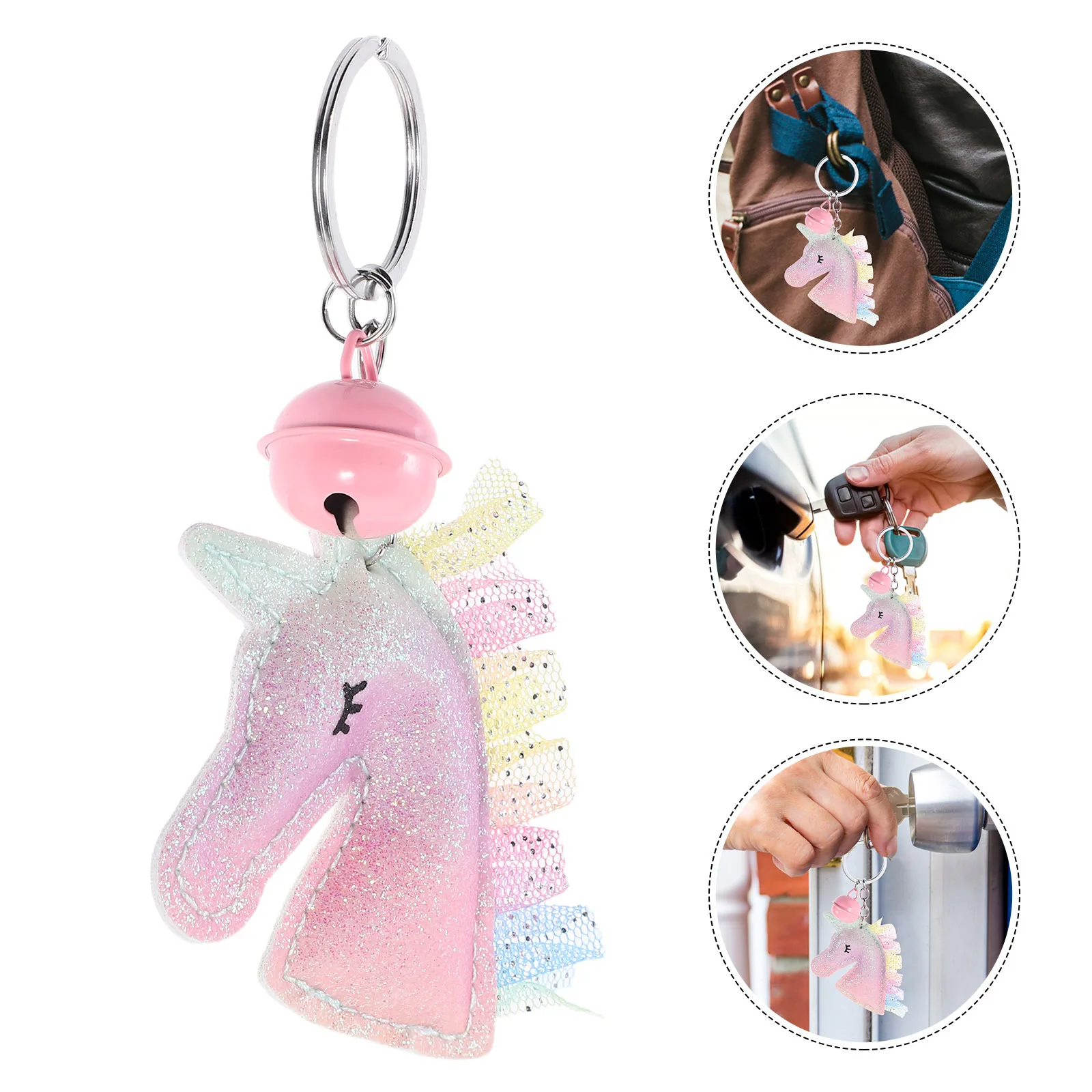 

Stylish Unicorn Keychain PU Bag Pendant Bell Cute Animal Women Handbags Wallets Backpacks Keychain Accessories