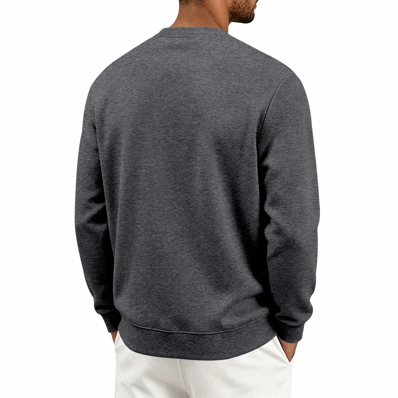 Einteiliger, locker sitzender, klassischer, mit Fleece gefütterter Rundhals-Langarm-Sweatshirt für Herren, warmes, winddichtes, lässiges Winter-Oberteil – Detail 34
