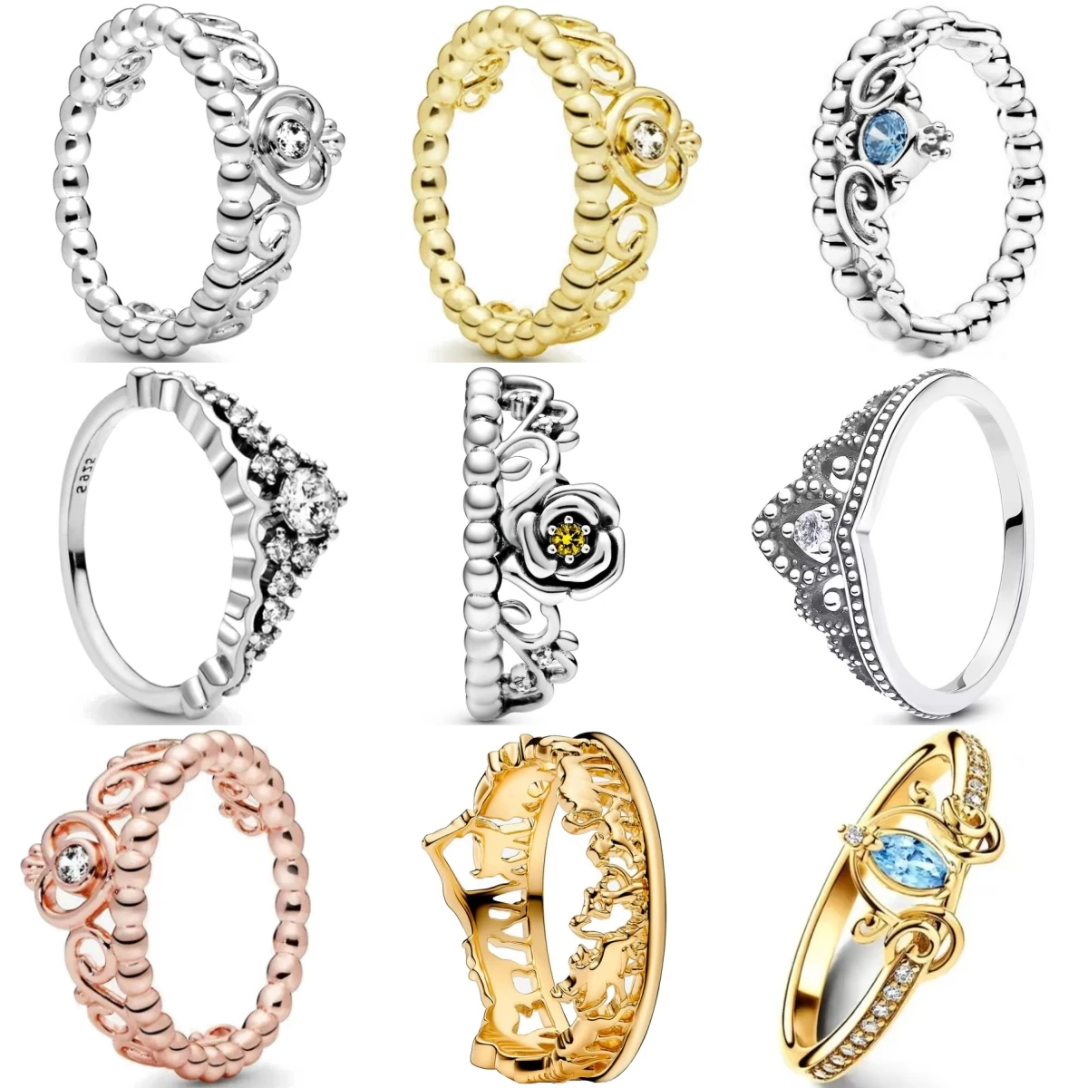 

925 Silver Ring For Women Vintage Carved Flower Crown Pattern Zircon Inlaid Beaded Design Sparkling Jewelry Wedding Party Gift