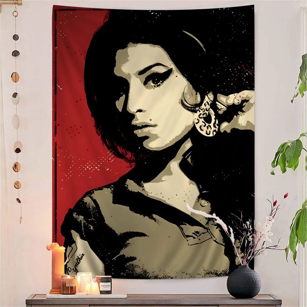 Famous Jazz Singer Amy Printed Large Wall Tapestry Hanging Tarot Hippie Wall Rugs Dorm Home Decor