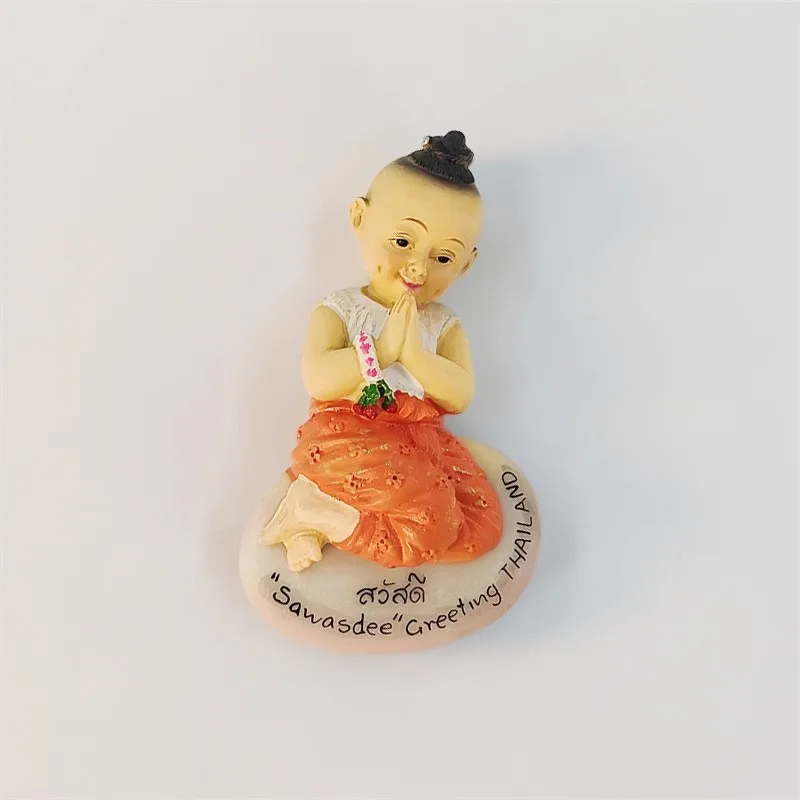Thailand Greetings To Children Handmade Painted 3D Fridge Magnets Tourism Souvenirs Refrigerator Magnetic Stickers