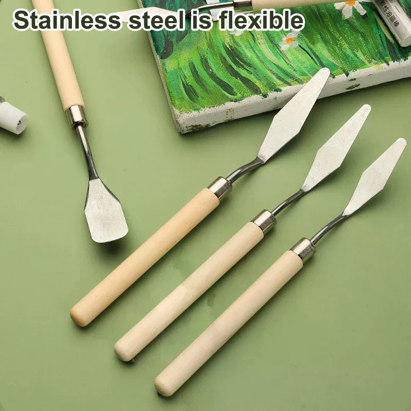 7Pcs Stainless Steel Oil Painting Knife Artist Spatula Art Tools Stationery Cake Baking Supplies Painting Drawing Cute