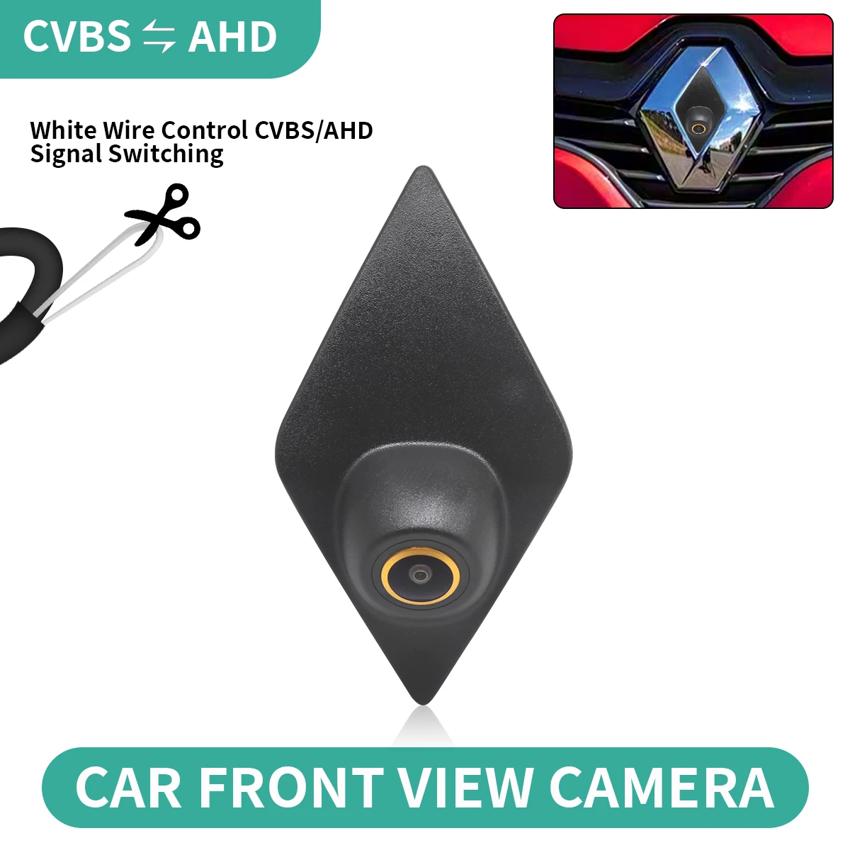 Caméra de vue avant de voiture CCD AHD, pour Renault Megane 2 Clio 4 RS Master 3 Kadjar Scenic Twingo Fluence Captur Trafic