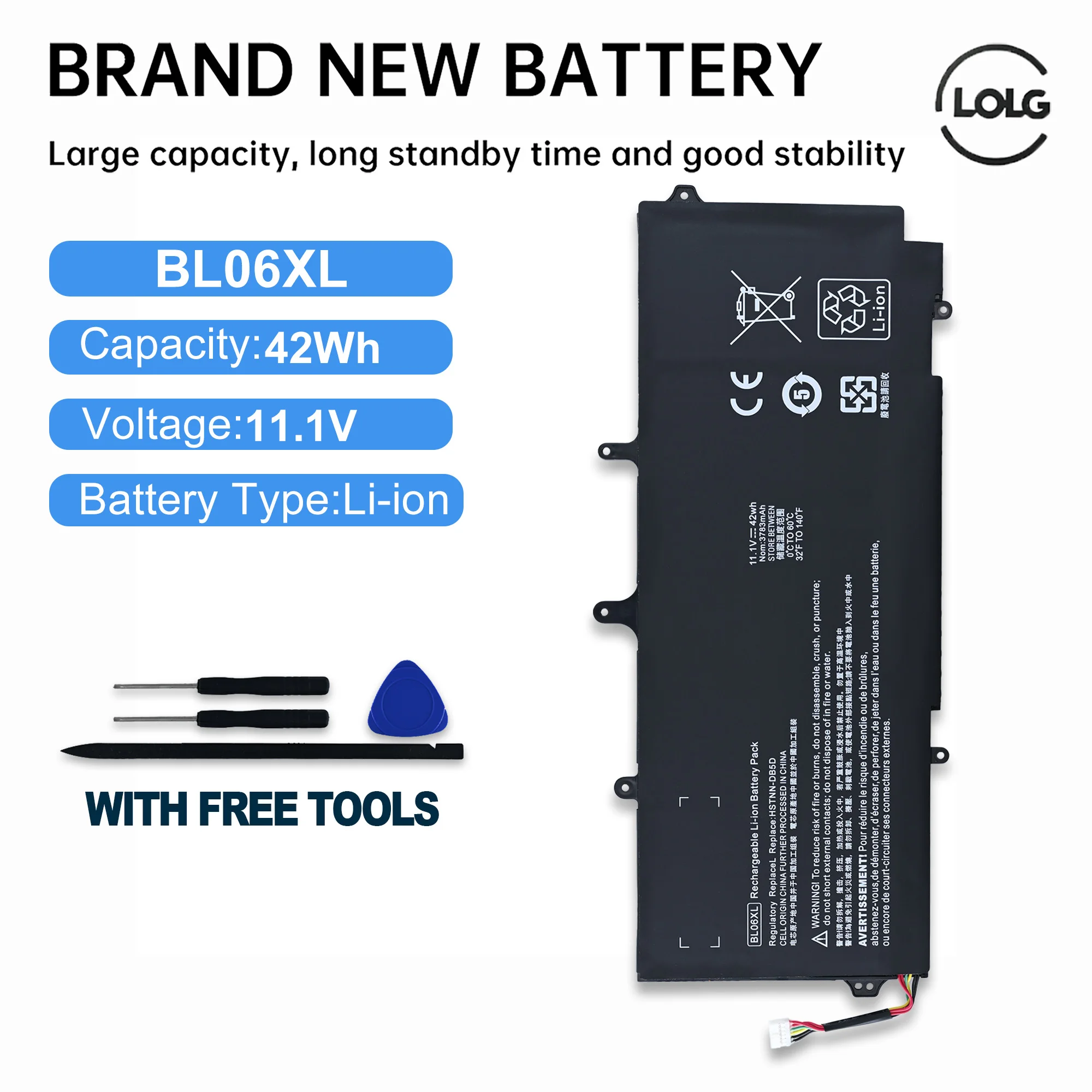 LOLG New BL06XL Laptop Battery for HP EliteBook Folio 1040 G0 G1 G2 Series BL06 HSTNN-DB5D HSTNN-W02C 722236-171 3860mAh