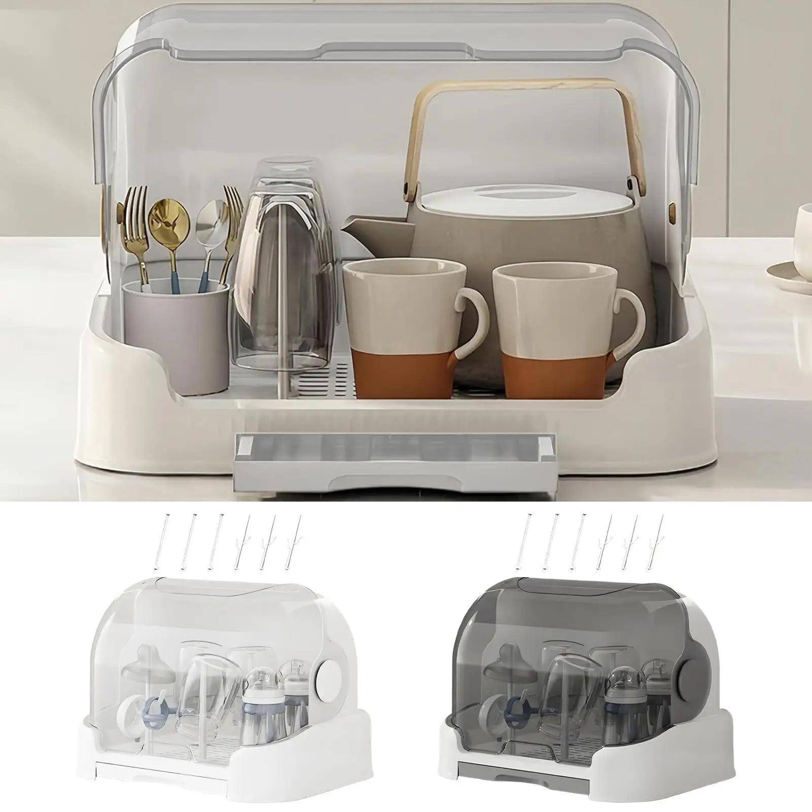 

Сушилка для детских бутылочек, сушилка для детских бутылочек, ящик для хранения с крышкой и съемным сливным поддоном для послеродового ухода в кухне