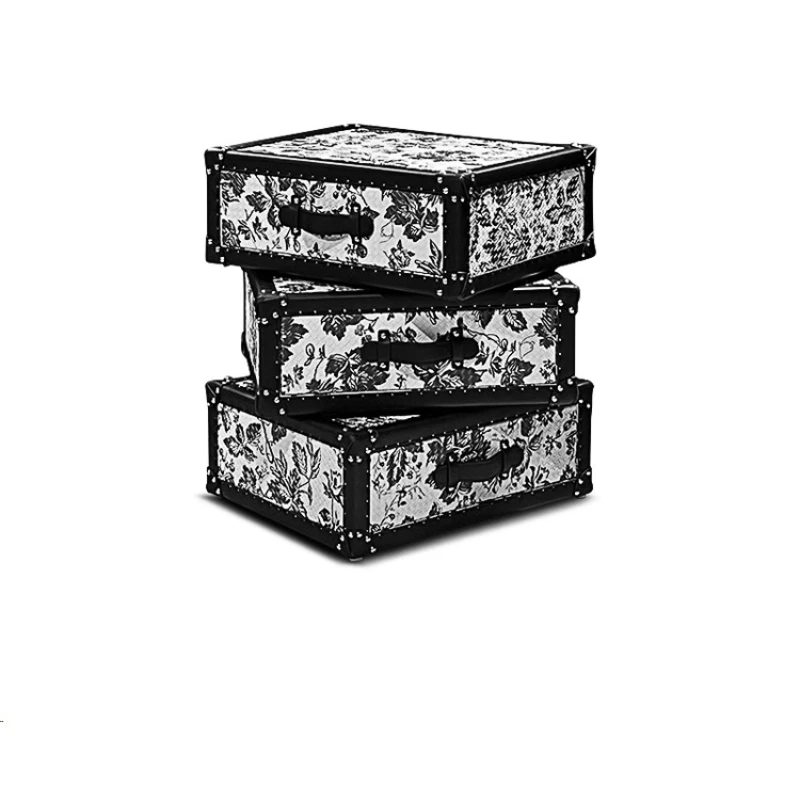 

French retro rotating bedside table Italian minimalist sofa edge leather storage locker