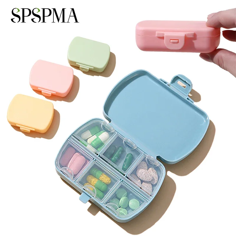 SPSPMA 1PCS Travel Pill Organizer, 6 Compartments Daily Pill Case, Portable Small Pill Box for Purse or Pocket