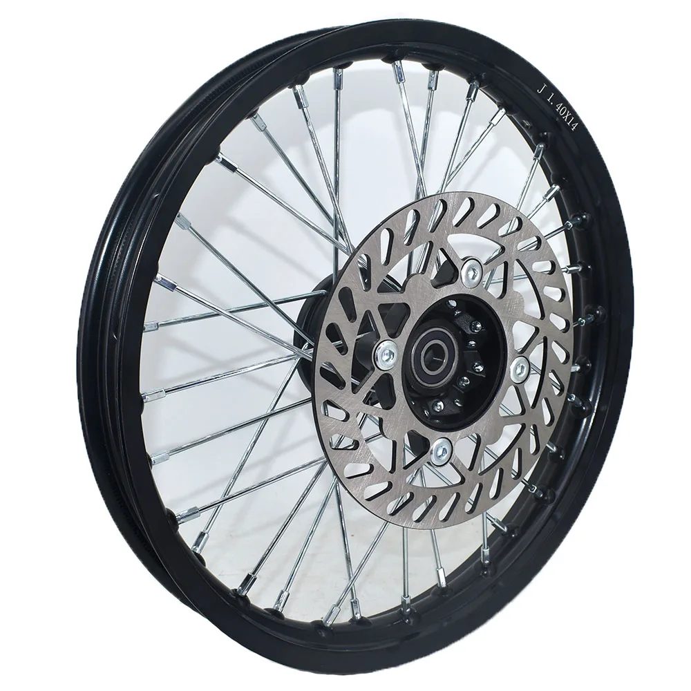 1.40-14 Inch Front Aluminum Alloy Wheel Rim with 190MM Brake Disc Plate Rotor 32 Spoke For Dirt Pit Bike Off-Road Motorcycle