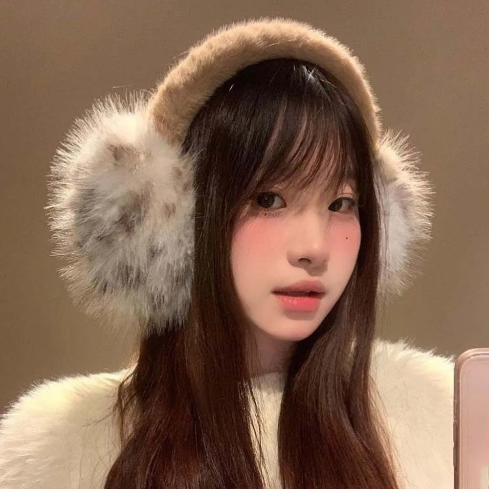 

Ветрозащитные наушники с леопардовым принтом, мягкие складные наушники в корейском стиле, полиэстеровые грелки для ушей, зимние утепленные женские наушники