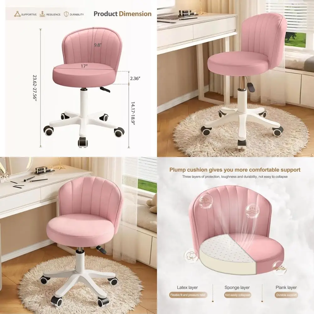 

Компактное поворотное офисное кресло с регулировкой высоты, удобное, из искусственной кожи, с низкой спинкой, для работы или спа-процедур