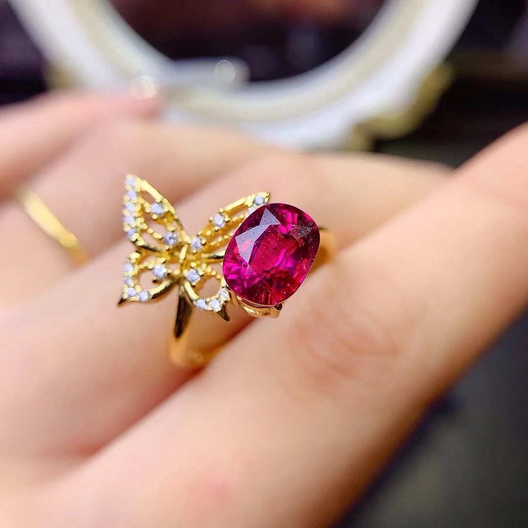 

KJJEAXCMY чистое высокопрочное кольцо из натурального турмалина S925, изысканно серебро, полное блеска, простой, бестселлер, подарок на день рождения