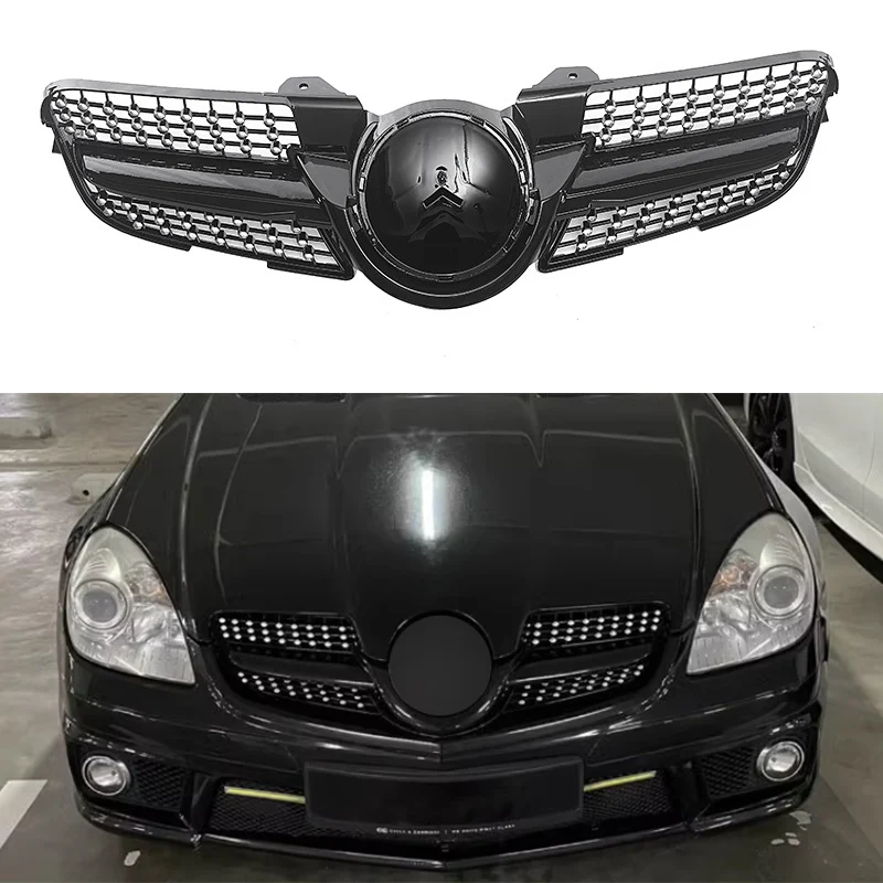 Front Bumper Grille Upper Replacement Hood Mesh Racing Grill For Mercedes-Benz R171 SLK-Class SLK200 SLK300 SLK350 2008-2010