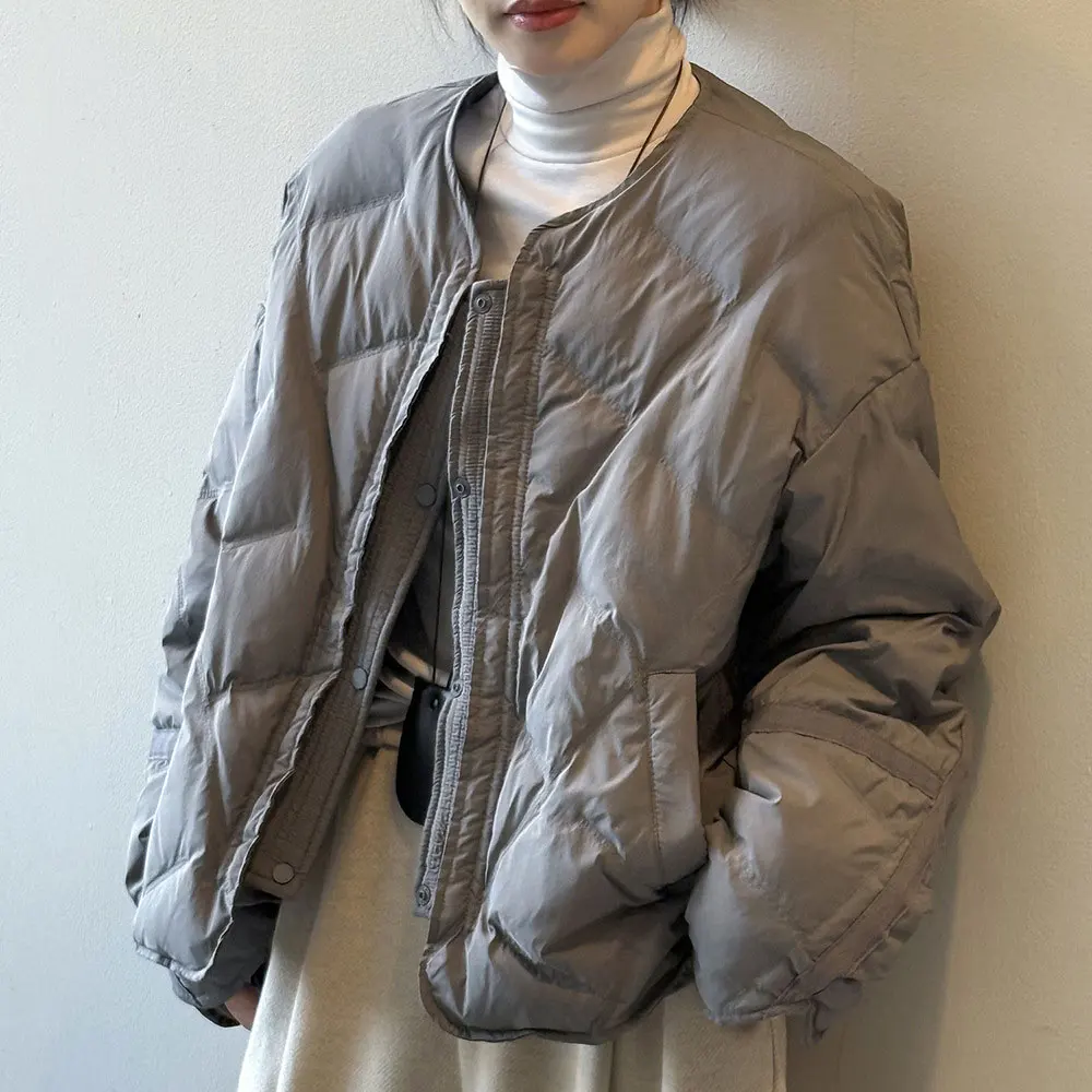 2025 Women Winter Coat Long Sleeve 90 White Duck Down Coat O-Neck Warm Jacket Women Tops Light Down Jacket Coat Casaco Feminino