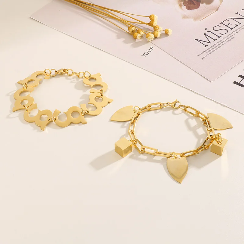 

New Stainless Steel Bracelet For Women Gold Silver Color Irregular Elegant Wristband Wedding Link Chain Party Jewelry Wholesale