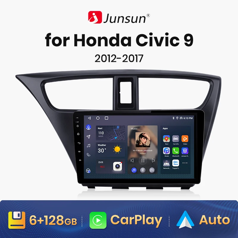 

Junsun V1 AI Voice Wireless CarPlay Android Auto Radio for Honda Civic Hatchback 2012-2017 4G Car Multimedia GPS 2din autoradio