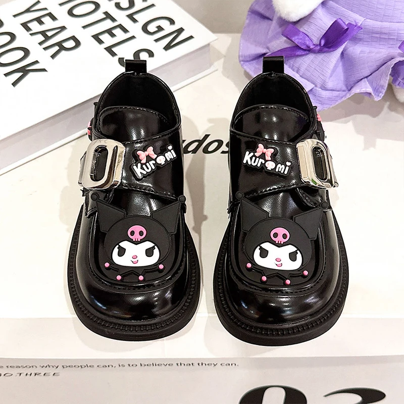 

Anime Kuromi Girls Princess Shoes Kawaii Sanrio Autumn Soft Soled Small Leather Shoes Cute Cartoon Children Single Shoe Kid Gift