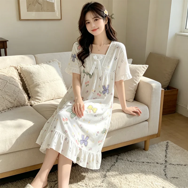 vestido-de-pijama-feminino-novo-estampado-com-laco-colorido-manga-curta-camisola-casual-de-verao-para-mulheres-roupa-de-dormir