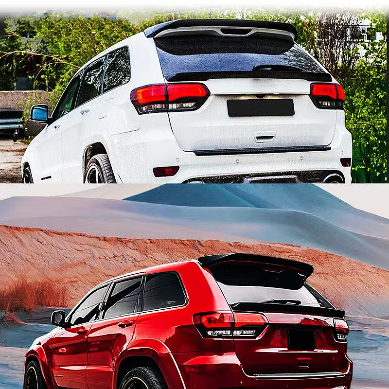 For 2013-2020 Jeep Grand Cherokee Rear Trunk Lid Boot Ducktail Lip Spoiler Wings Black Carbon Look Exterior Accessories