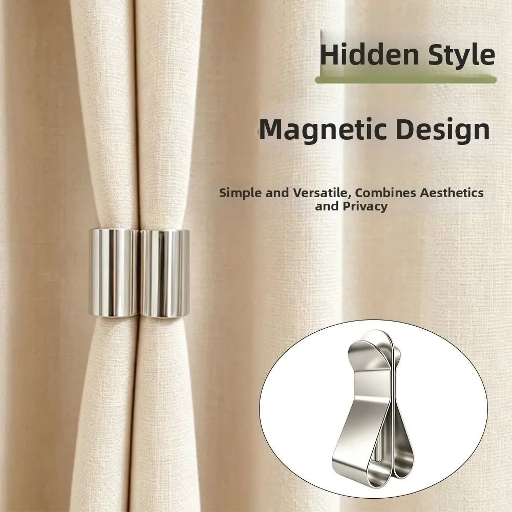 1/5Pair New Metal Magnetic Curtain Clips Drill Free Detachable Curtain Holders Magnetic Curtain Fasteners Office Curtains