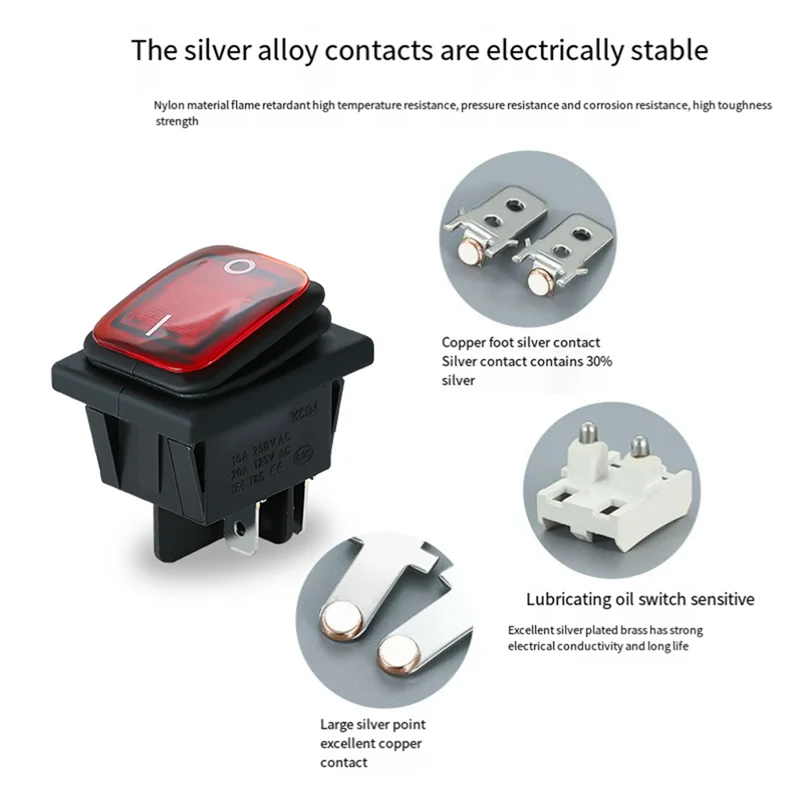 

A040-4 Pins Waterproof Rocker Switch 250V 16A Car Boat Button