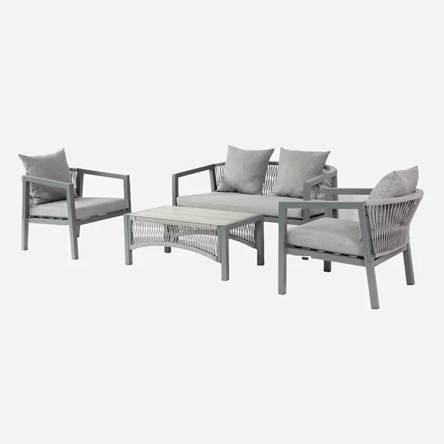 

Modern Outdoor KD Polyester Rope Coffee Table Chair Set Aluminum Garden Patio Furniture for Dining Living Room Hotel Bedroom