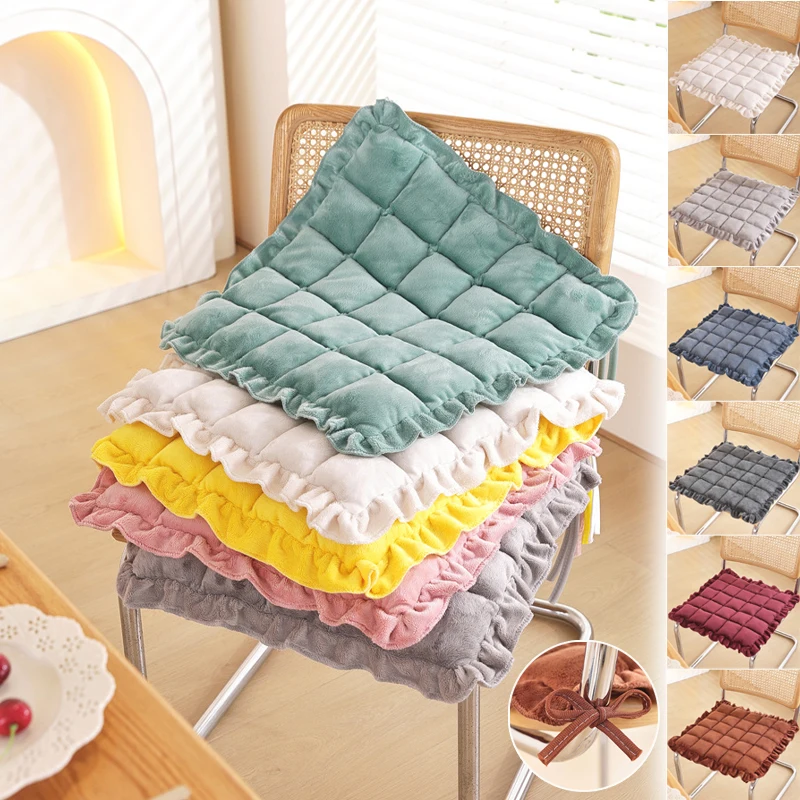 

1PC Plush Dining Chair Seat for Home Solid Color Thickened Warm Student Office Seat Cushion Washable for Restaurant Hotel 소파쿠션
