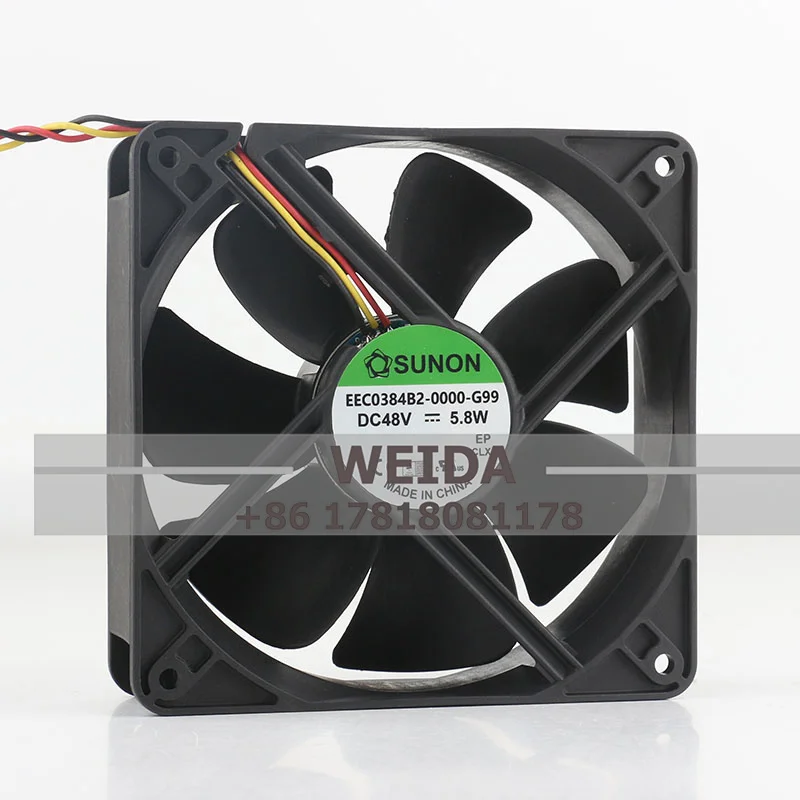 SUNON DC48V 5.8W 120X120X38MM 12CM 12038 3-wire Inverter Double ball bearings EEC0384B2-0000-G99/ MEC0384V2-000C-A99 Cooling fan