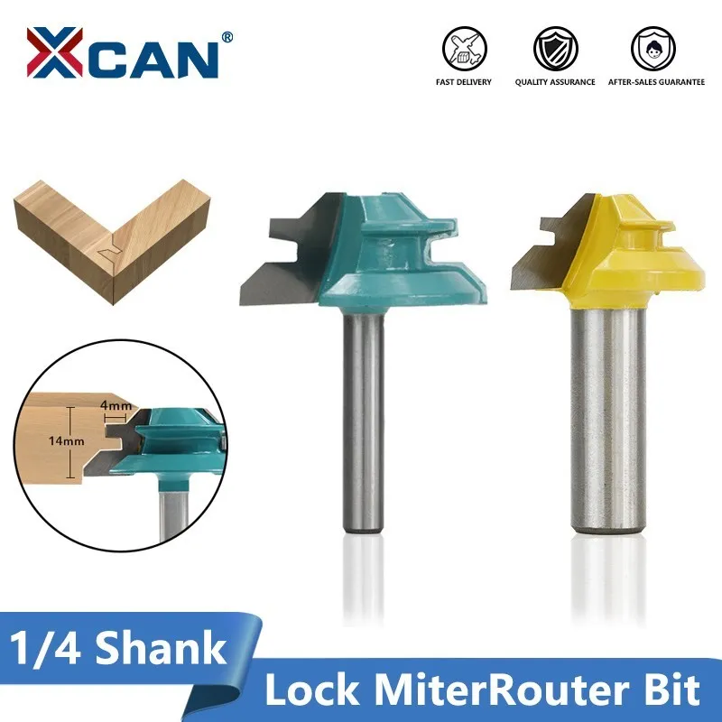 XCAN Lock Miter Router Bit 45 Degree 1/4