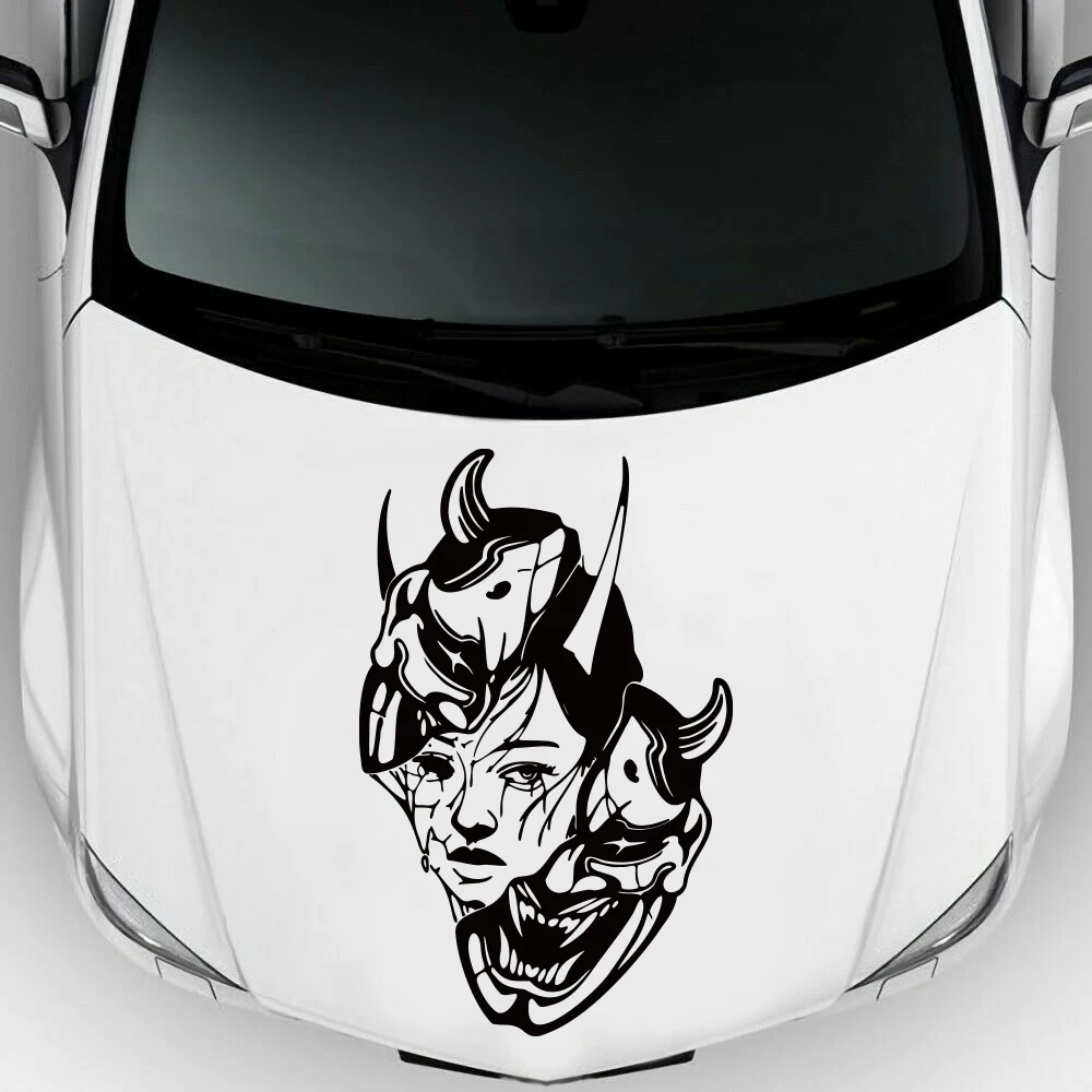 Hannya Mask Car Sticker Decal For JDM Japanese Racing Turbo Auto Vehicle Truck Hood Bonnet Windscreen Windshield Decor - Image 2