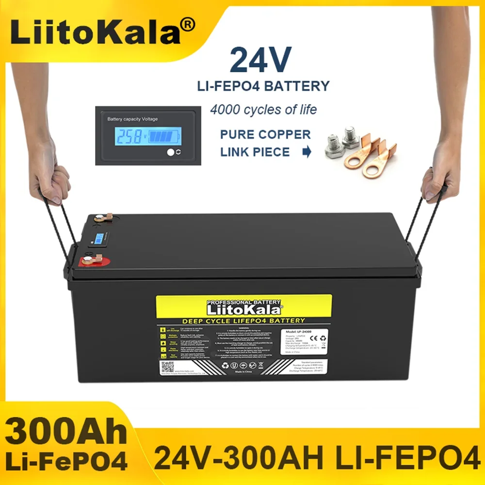 24V 300Ah 8 Strings LiFePO4 Battery pack 29.2v Lithium Iron Phosphate Solar Energy Storage Camping Batteries Tax Free LiitoKala