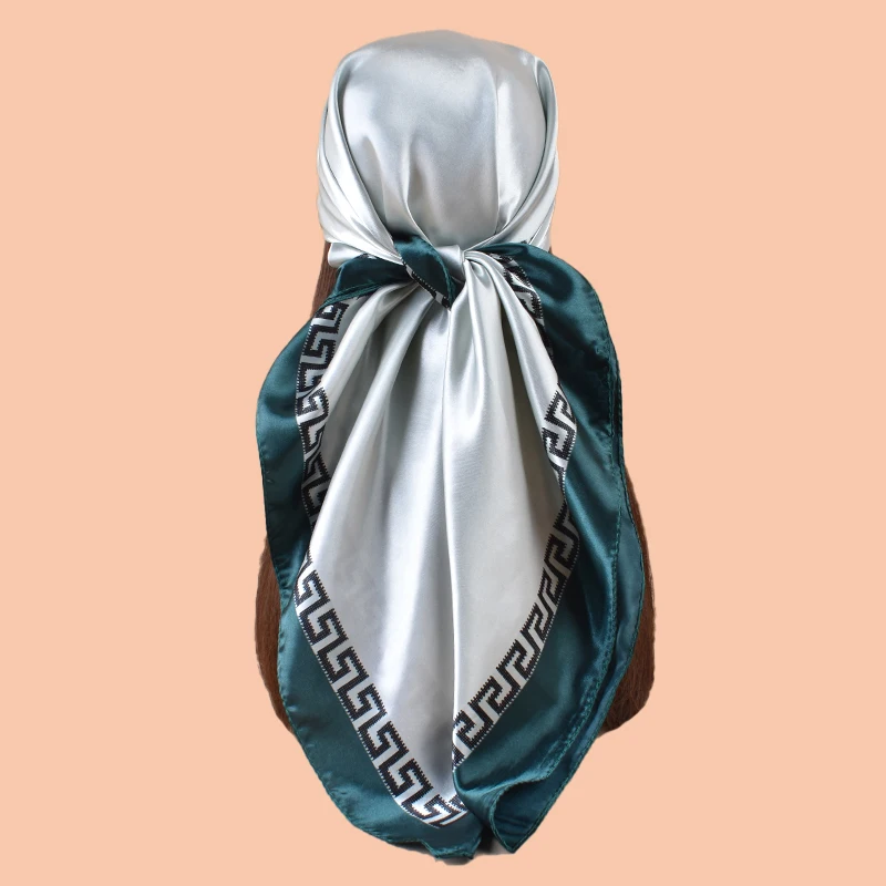 1PC Women's Summer Beach Accessory Fashion Satin Square Scarf 90*90inch Multi-use Headscarf Party Use Versatile Hair Towel image 3