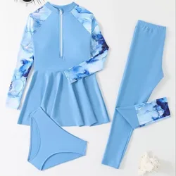 Skirts for Girls of Age 12 Muslim Swimsuit for Kids 3 Pieces Burkini Arabic Swimwear Long Sleeve Bathing Suits Beachwear Apparel
